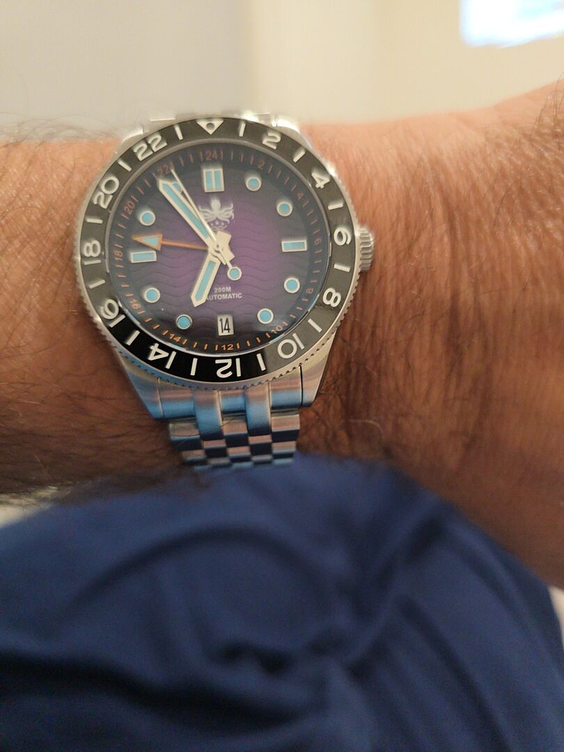 PHOIBOS WAVE MASTER GMT 200M Automatic Diver Watch PY049H Purple