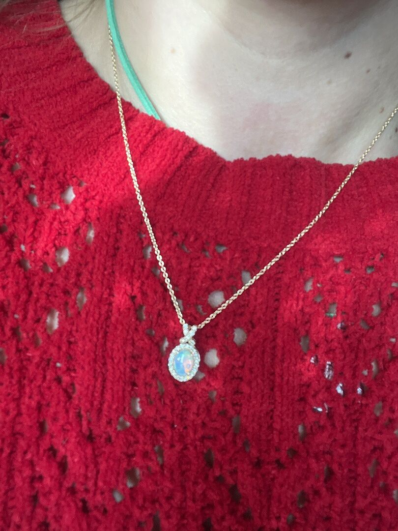 8x6mm AAAA Vintage Style Swiss Blue Topaz Pendant with Diamond
