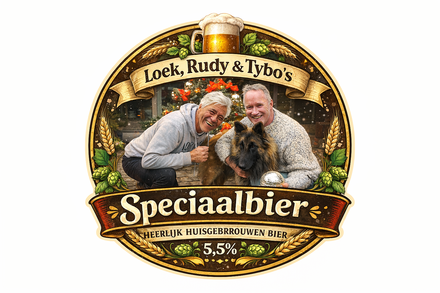 rond bier etiket werd vierkant uitgesneden