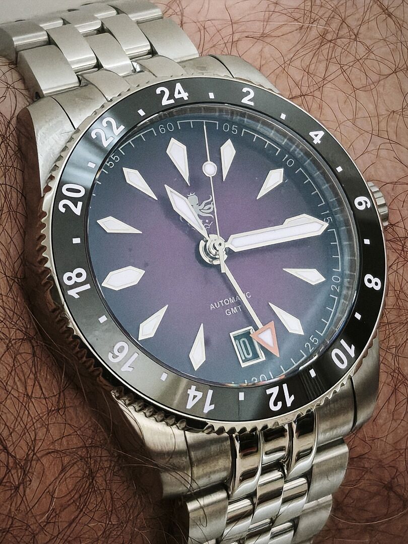 PHOIBOS Voyager GMT 100M Automatic Diver Watch PY058H Royal Purple