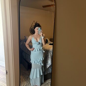Marlie Frill Trim Rosette Maxi Dress Blue | Selfie Leslie