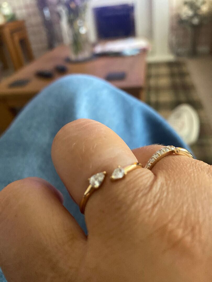 Astrid & Miyu Crystal Pear bague ouverte dorée poire