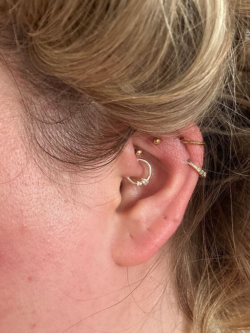 Astrid & Miyu Cluster Topaz anneau daith or massif topaze