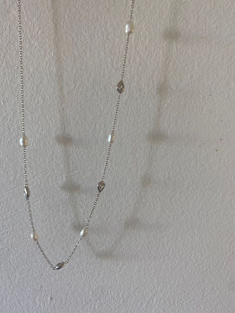 Astrid & Miyu Pearl Crystal Charm collier argent perle cristal