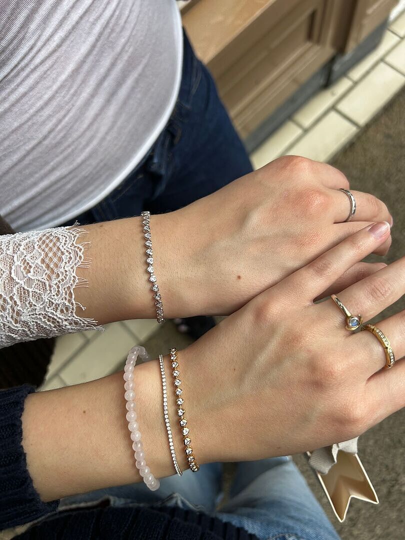 Astrid & Miyu Heart Bezel bracelet tennis argent coeurs