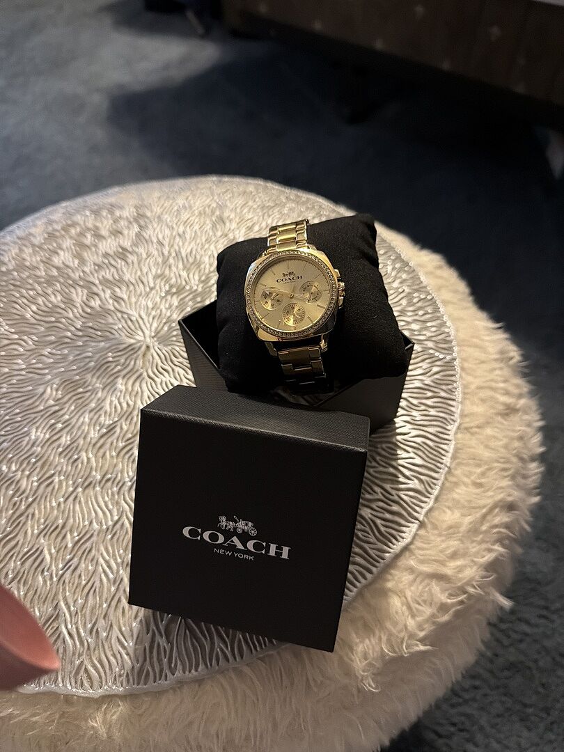 Coach Silver , Gold and Black Watch Unisex Coach Gold-Tone IP Analog Watch with Black Rectangle  main image 2