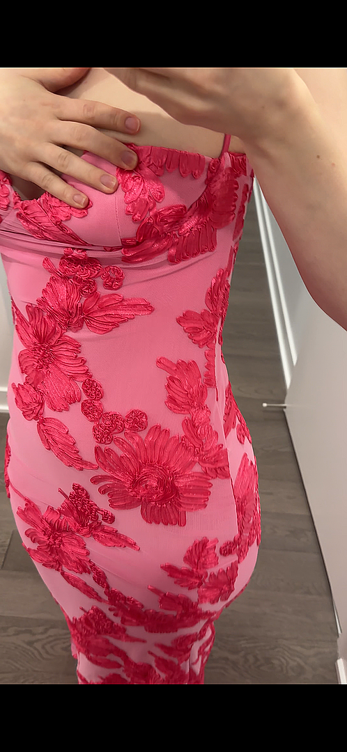 pink bandeau embroidered lace bodycon dress That Girl Maxi LineDescr_Womens