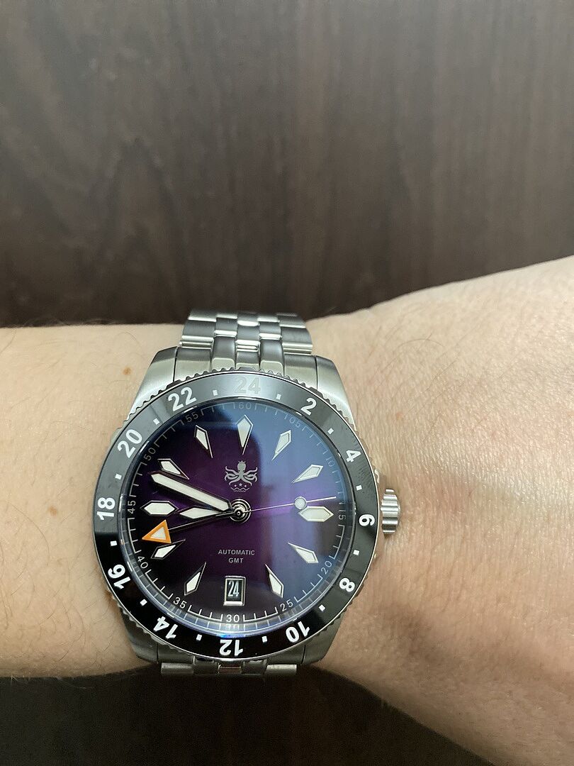 PHOIBOS Voyager GMT 100M Automatic Diver Watch PY058H Royal Purple