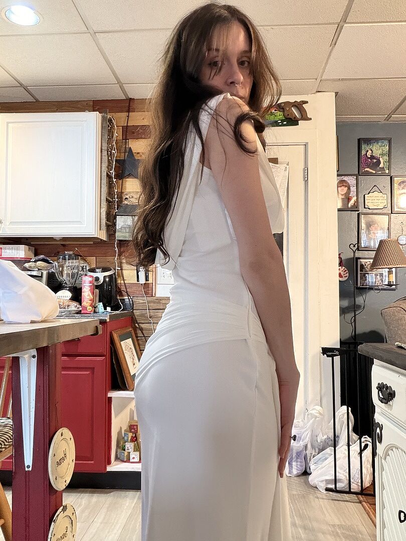 Virgo Season Draped Shoulder Maxi Dress White | Selfie Leslie