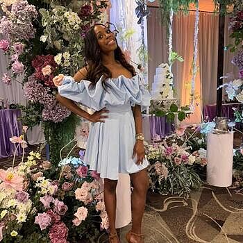 Kailynn Off-Shoulder A-Line Mini Dress Blue | Selfie Leslie