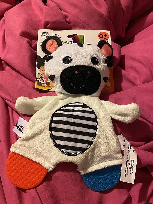 Baby Einstein Zen the Zebra Plüsch-Beißring schwarz-weiß