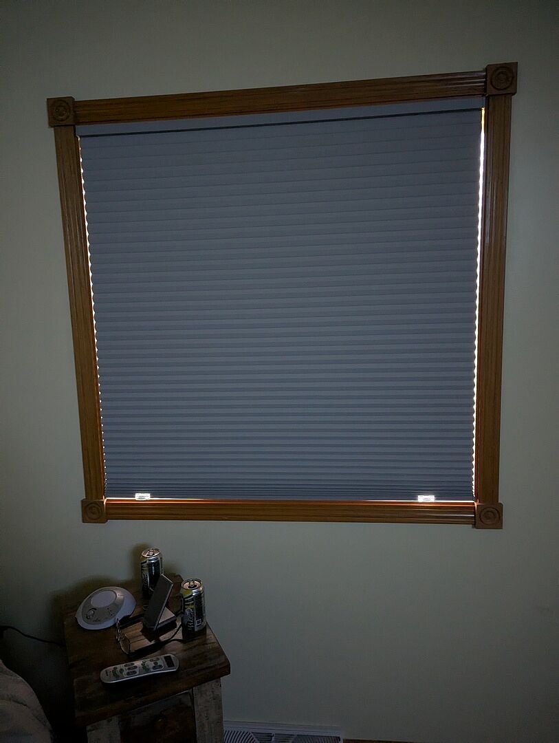 Ultimate Blackout Shade fitted in a customer's window — photo from Corey M.'s review