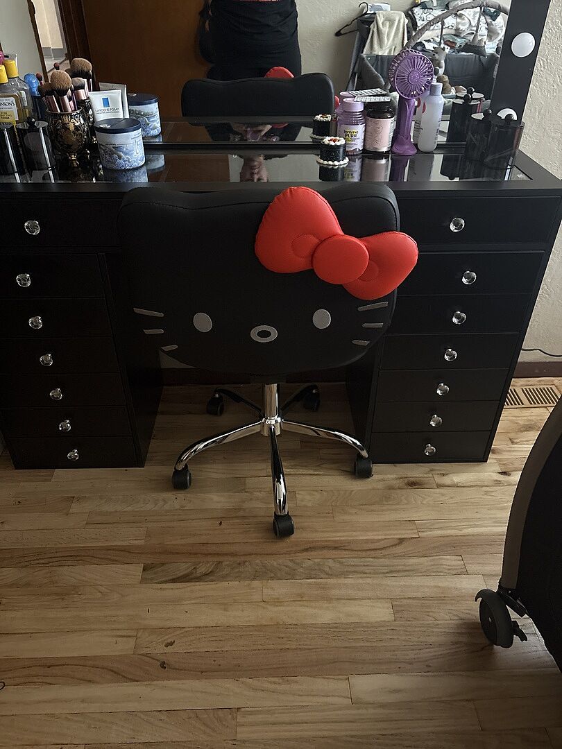 Hello Kitty® Faux Leather Swivel Vanity Chair • Impressions Vanity Co.
