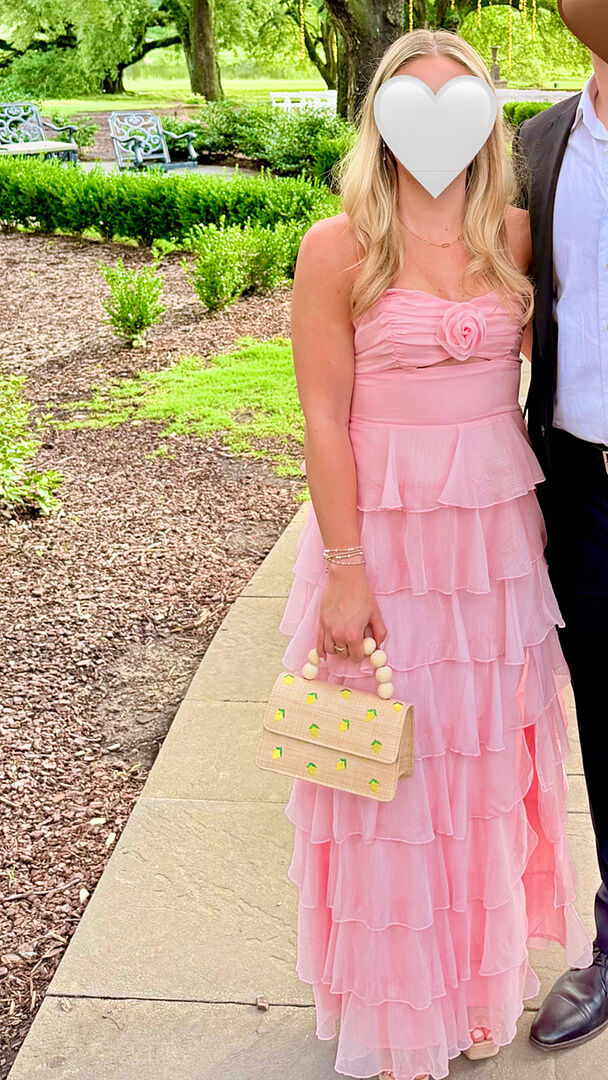 Janelia Layered Frill Maxi Dress Pink | Selfie Leslie