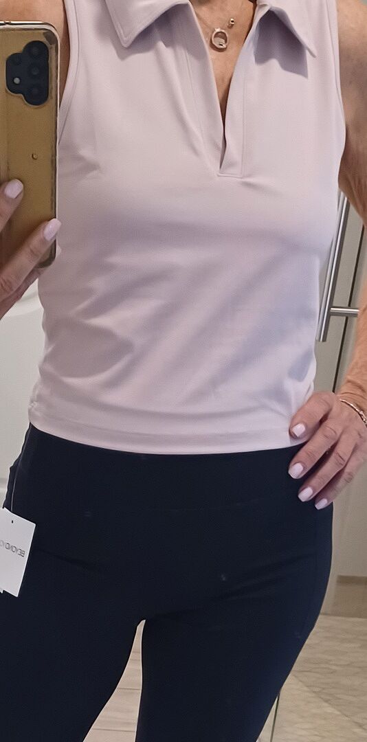 Beyond Yoga Sport Active Polo Tank linne Nocturnal Navy inbyggd BH