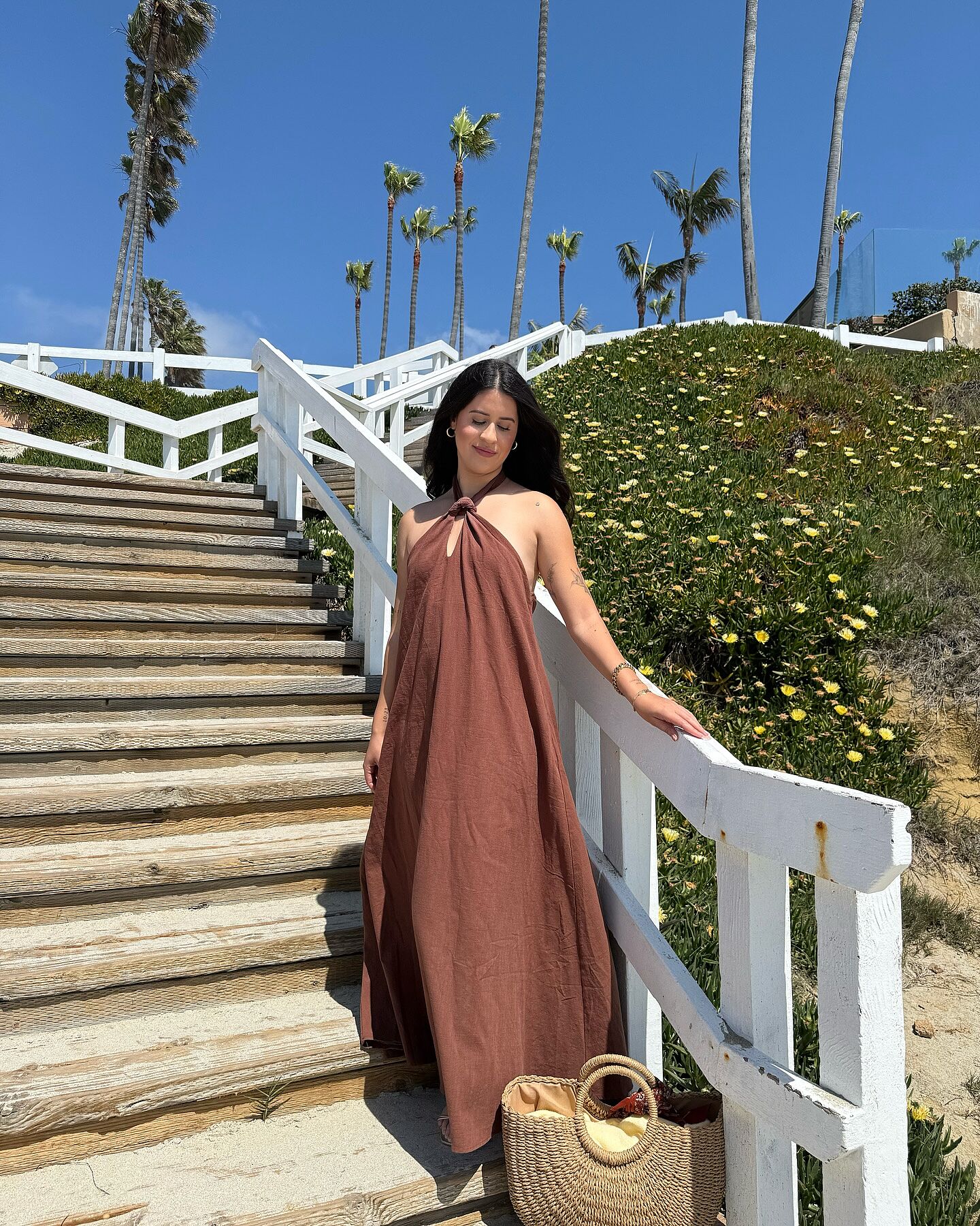 Shop the Cheer Twist Halterneck Maxi Dress Chocolate