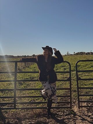 Takara String Tie Maxi Skirt Cow Print