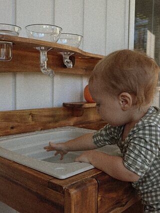 Cocina De Barro De Madera Para Exterior – Mesa De Juego Con Placa Y Grifo Para Niños De 3 Años En Adelante