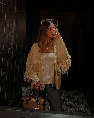 エレファントトライバルファブリックスHybrid Fringe Cardigan Sunny Beige Fringe Cardigan – 12th Tribe