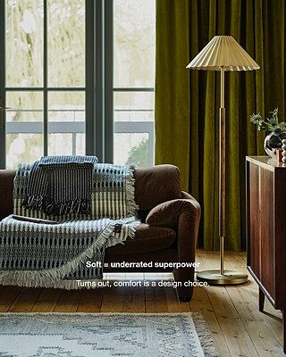 Wycombe Umbrella Pleated Floor Lamp - Brass