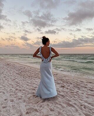 alba frill trim maxi dress white Alba Frill Trim Midi Dress White