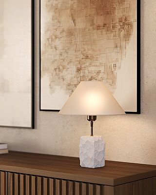 Marble Small Ridge Table Lamp - White
