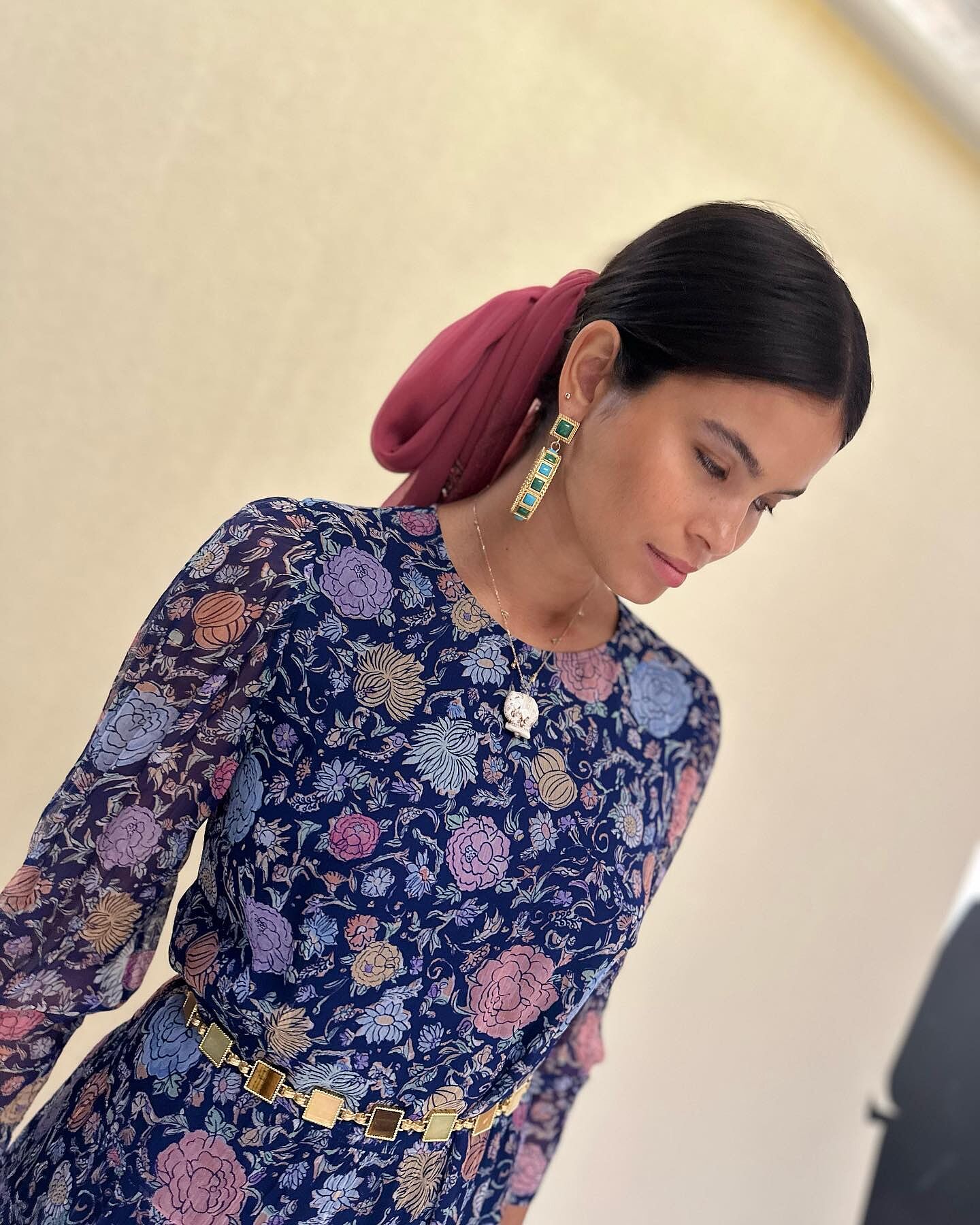 Kristen Midi Dress in Blue Sun Petal Serenity