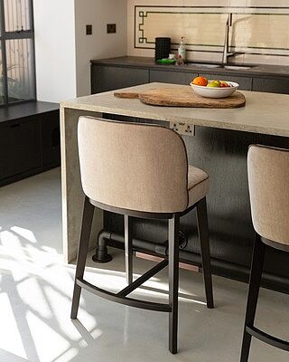 Hamble Wooden Counter Height Stool with Backrest