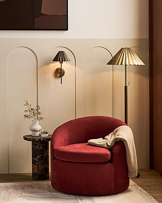 Wycombe Umbrella Pleated Floor Lamp - Brass