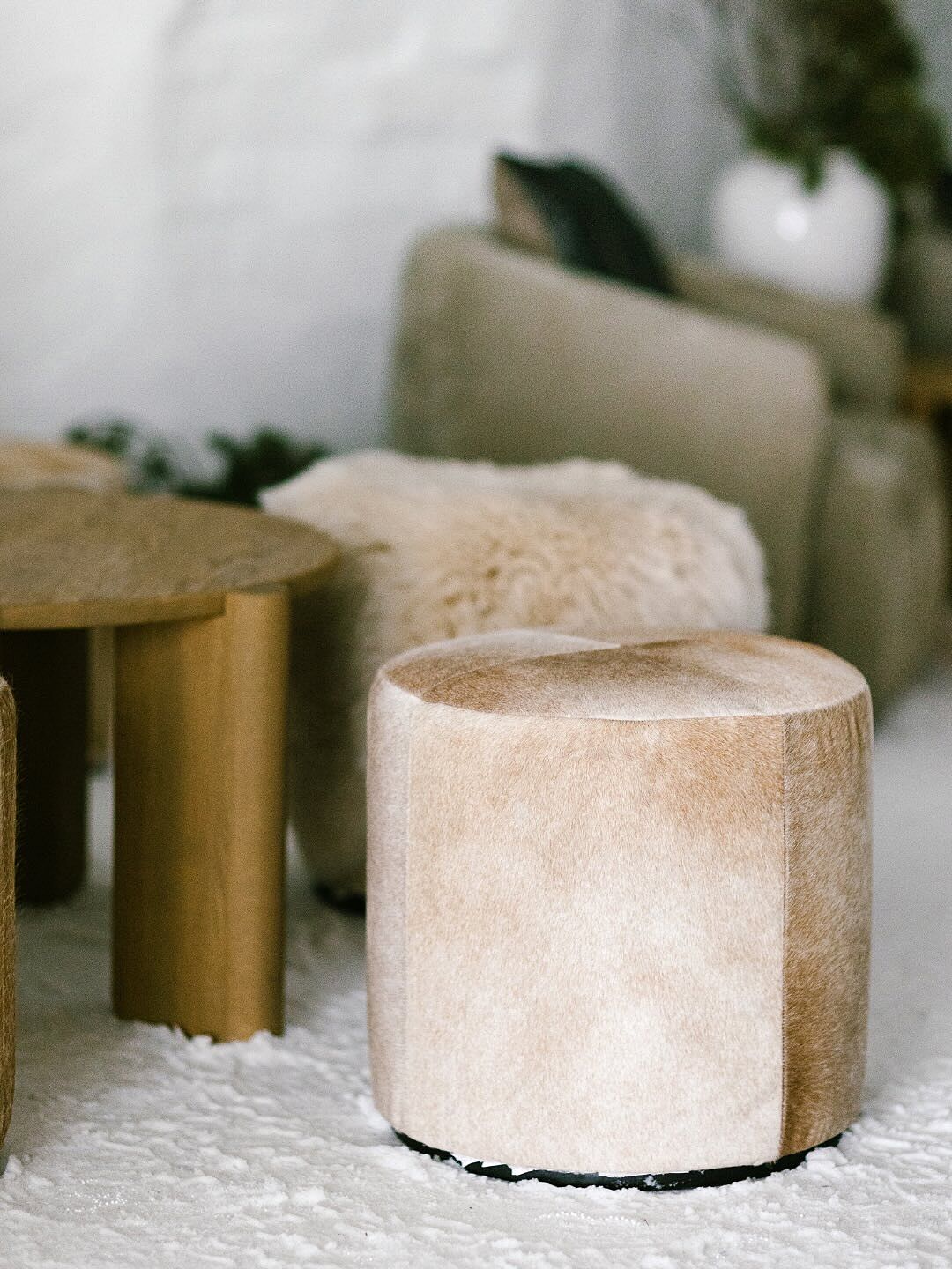Round Hide Pouf – Arhaus