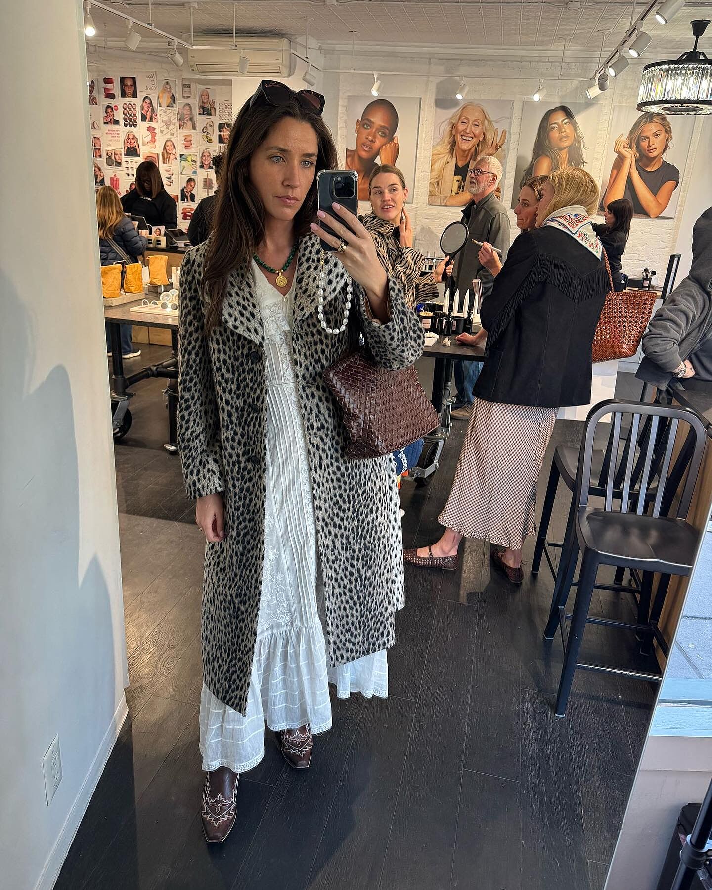 Rosemary Coat in Brown Antelope Spot Jacquard Black | RIXO USA ⋆