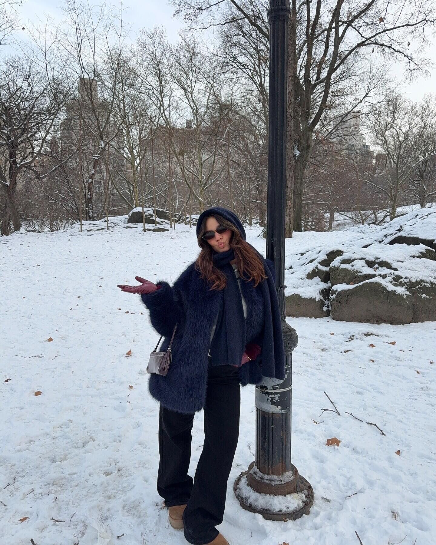 Rilani Faux Fur Pocket Coat Navy | Selfie Leslie