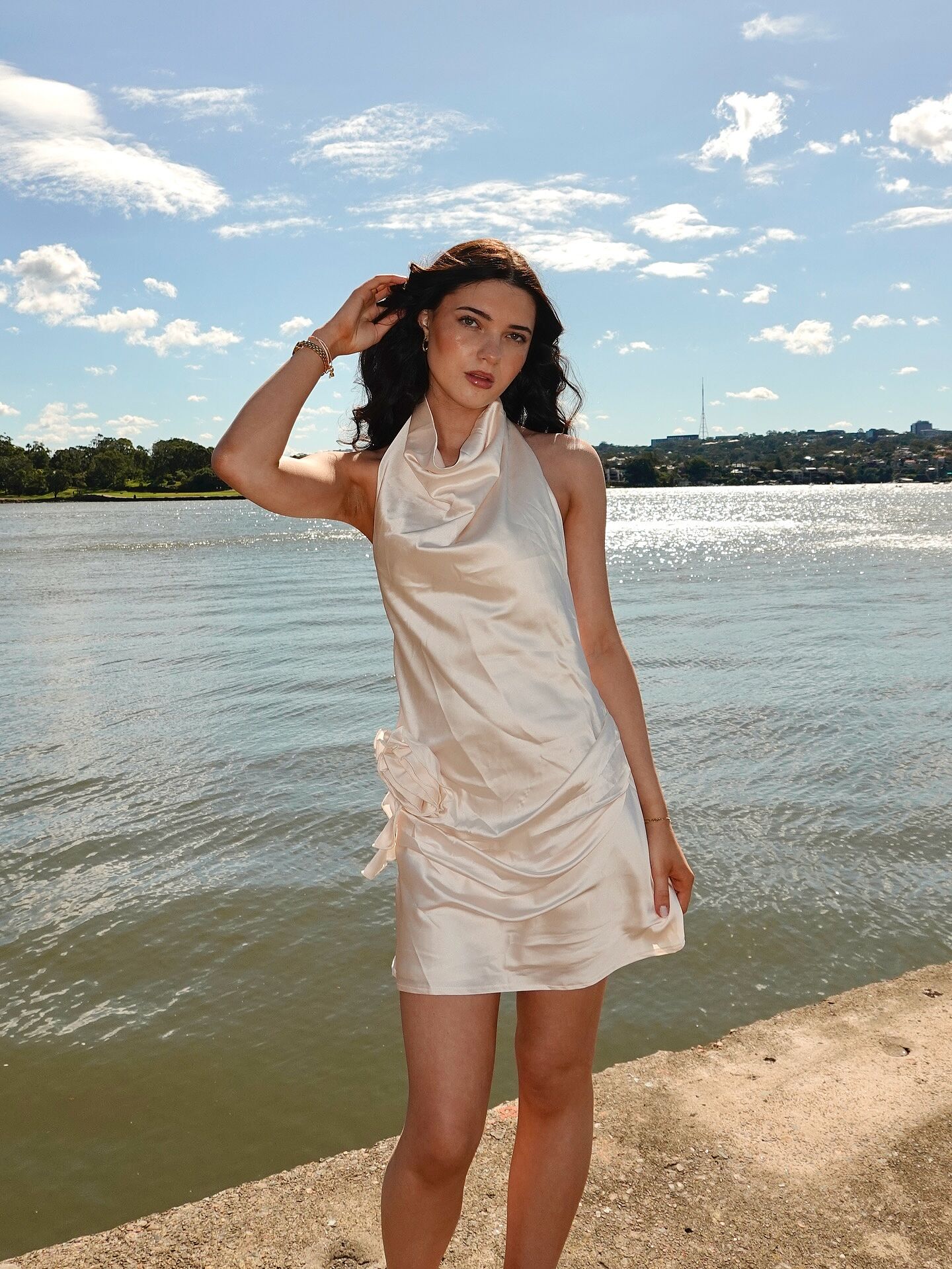 knee length dresses for ladies Miss Circle Paisley Pearl Trim Gold Sleeveless Mini Dress S