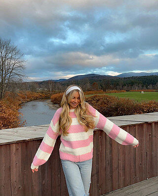 Cotton Candy Pink Stripe Knit Jumper | Beginning Boutique US