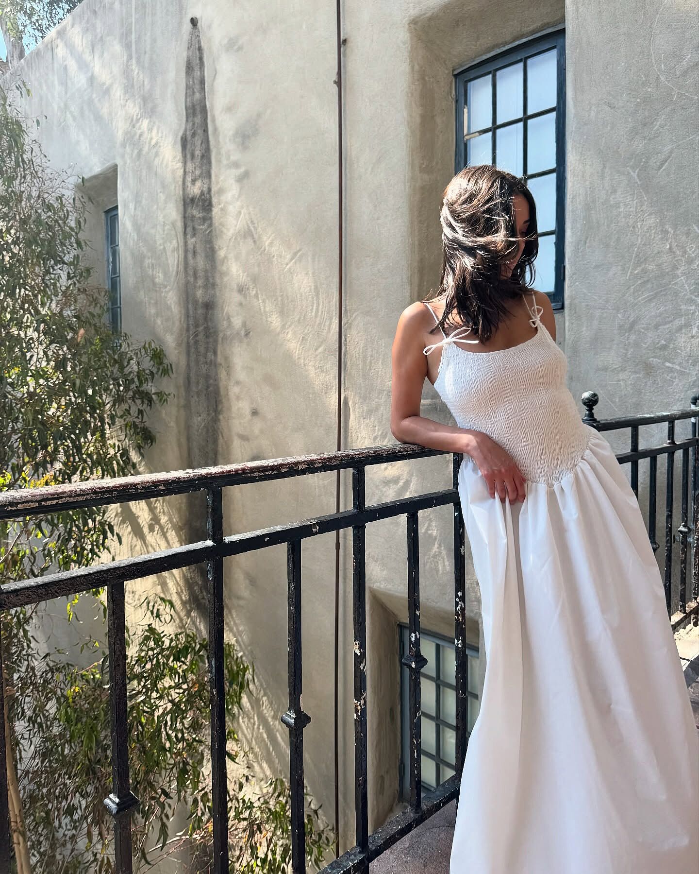 Enchanted Leaf Shirred Bodice Maxi Dress White | Selfie Leslie