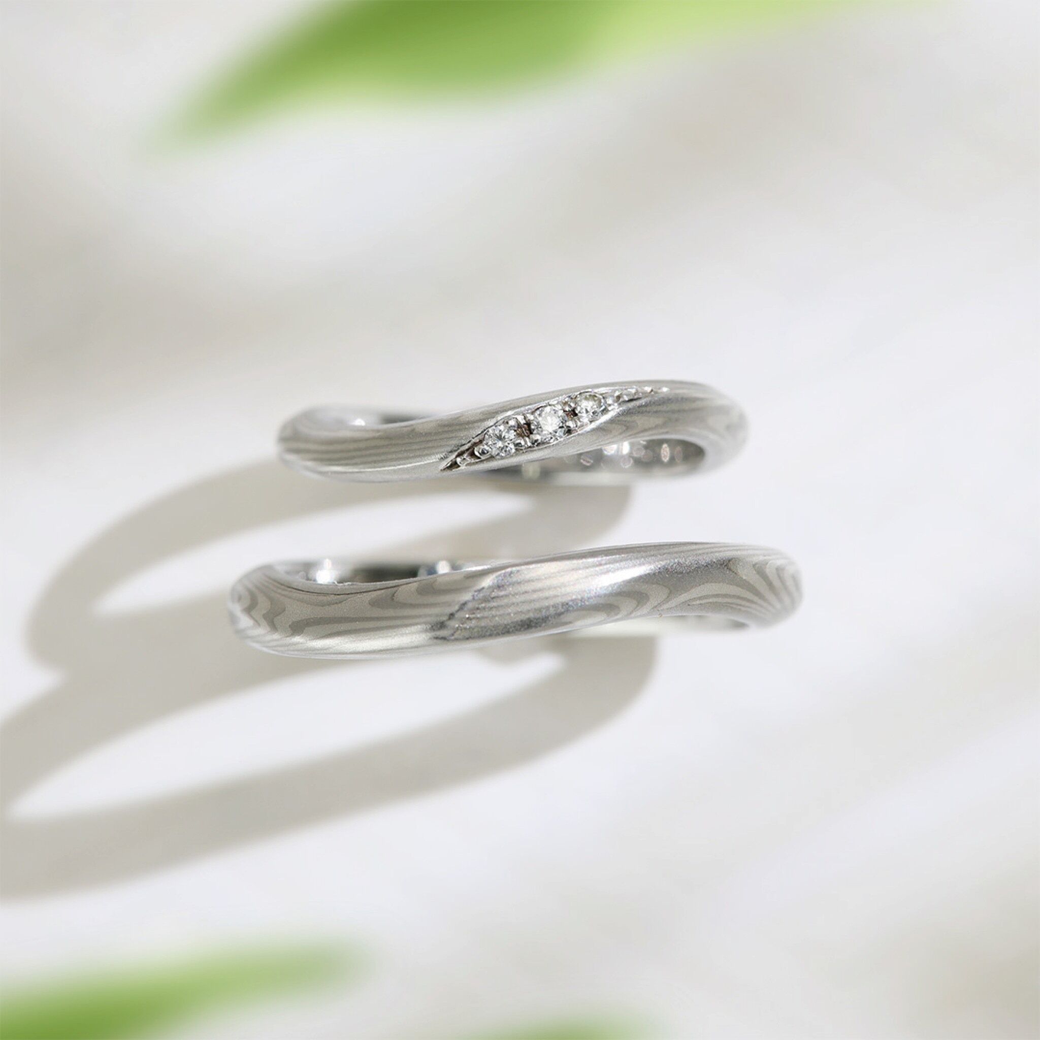 結婚指輪デザイン（木目金 ウェーブ-月桜）｜杢目金屋オンライン