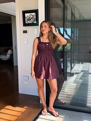 TRULLI RUCHED MINI DRESS BURGUNDY