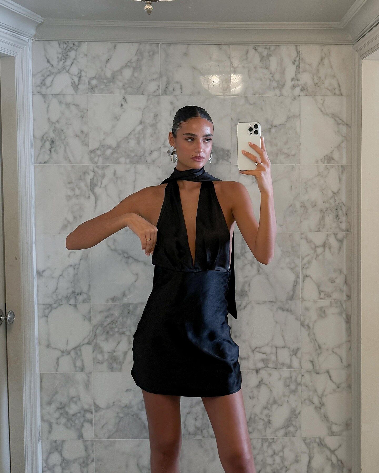 Shop the Italia Azure Halterneck Mini Dress Black