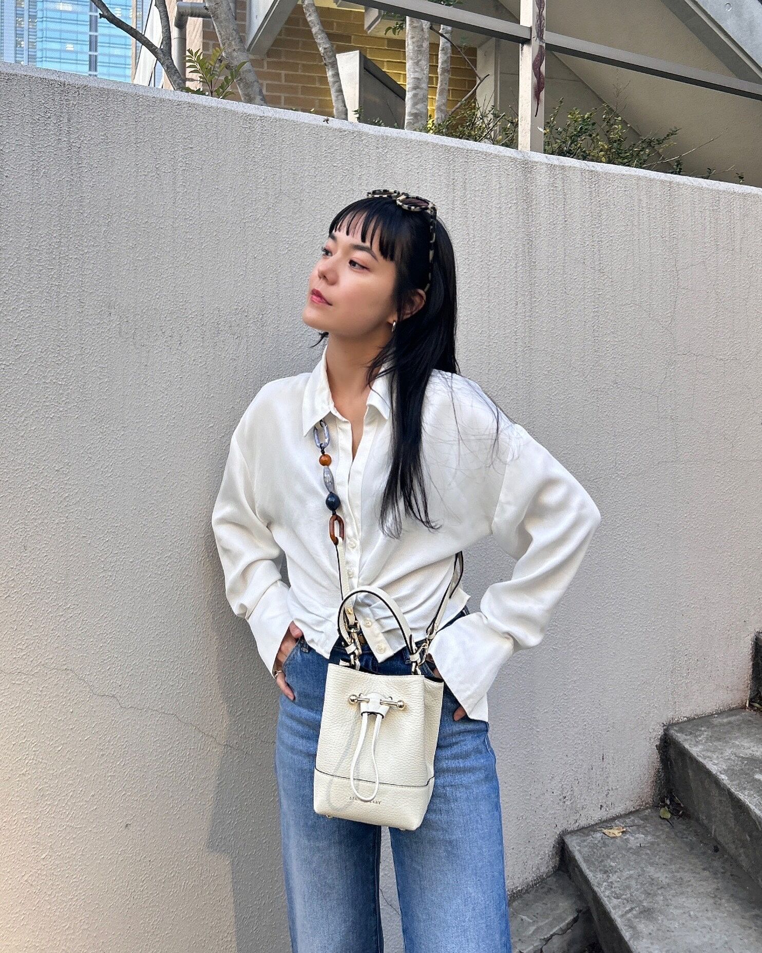 Seen in Strathberry! We love how you're styling our beaded strap collection 💙 #Strathberry