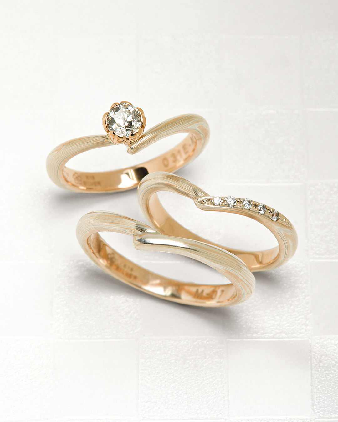 ★杢目金屋★ 逢桜 ダイヤモンド マリッジリング 結婚指輪 ゴールド シルバー 結婚指輪「逢桜」 | 結婚指輪・婚約指輪の杢目金屋