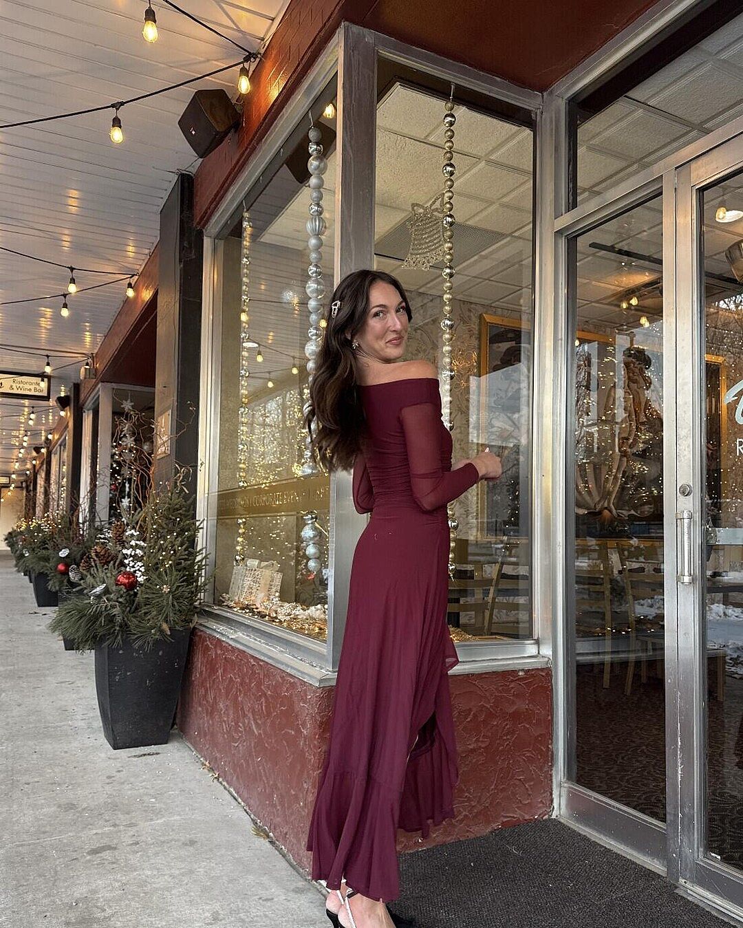Moonlit Magic Long Sleeve Maxi Dress Wine | Selfie Leslie