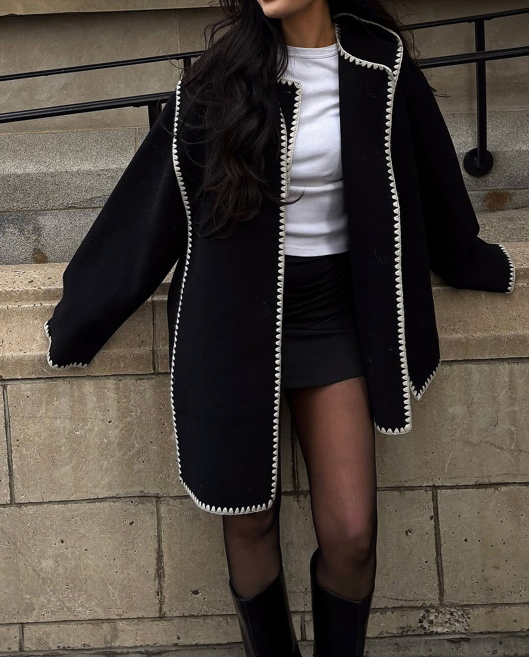 Oversized Wool Blend Coat | OAK + FORT – OAK + FORT USA