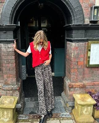 Red Knitted Button Tank Top