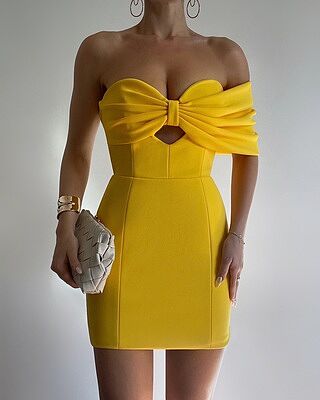 strapless open back dress Isadora Off Shoulder Mini Dress - Yellow - Buy Women's Dresses