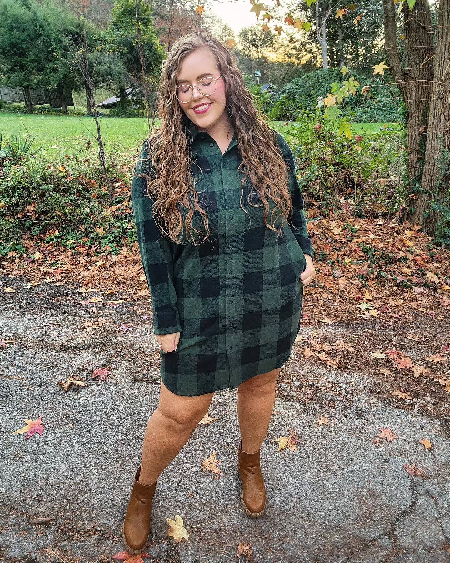 slim fit dress slacks Women's Emerald Plaid Mini Dress main image 1