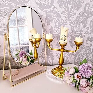 Blush & Gold Dressing Table Mirror & Jewellery Stand