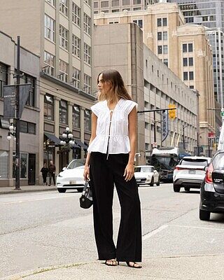 GATHERED TOP WITH FRONT TIES