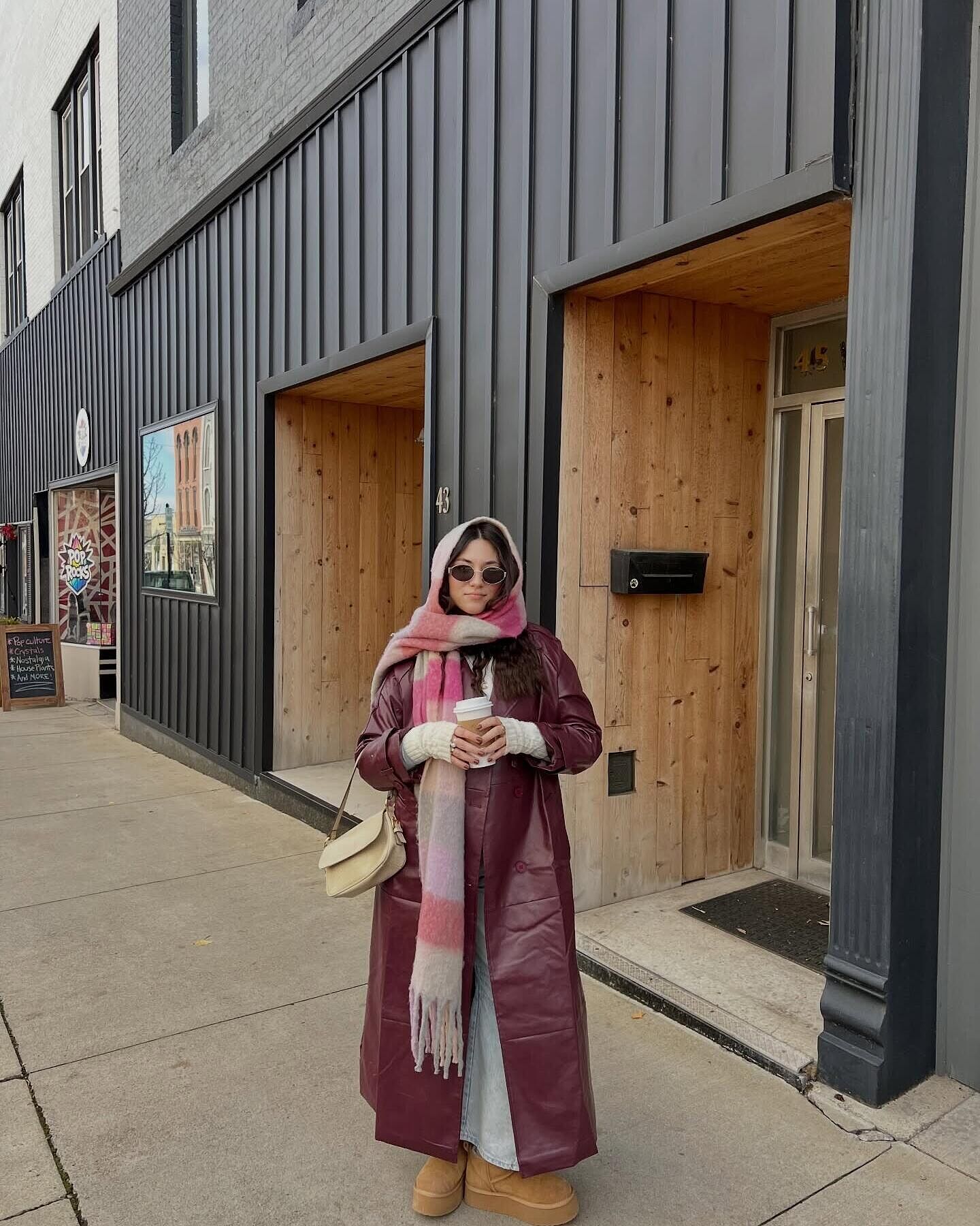 Lyora Longline Faux Leather Trench Coat Burgundy | Selfie Leslie