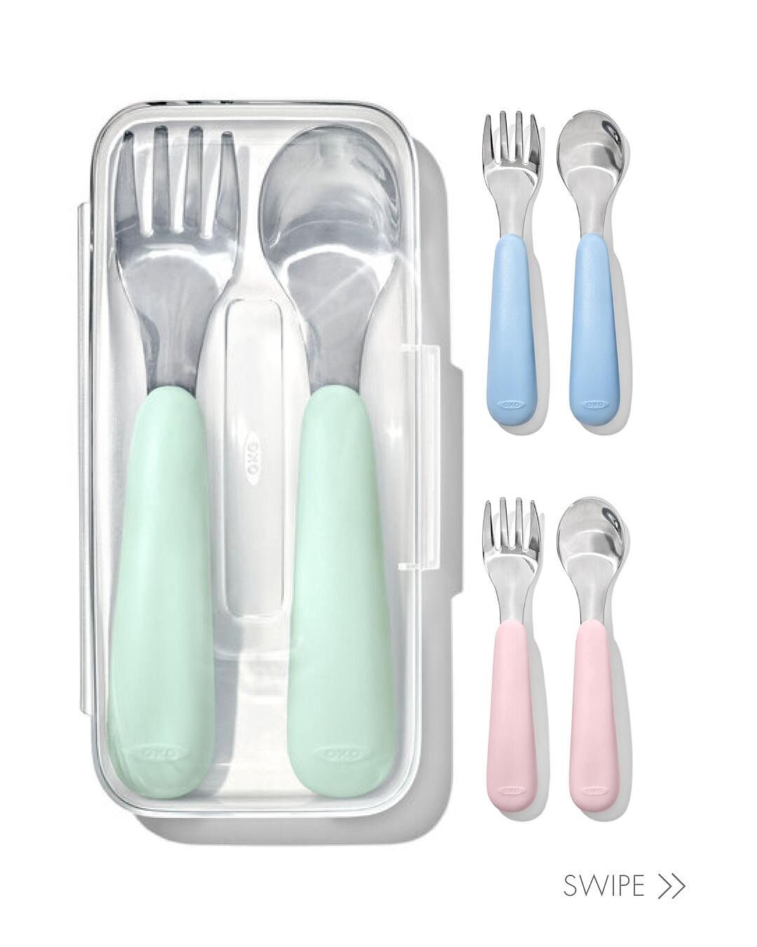 OXO オクソー Tot スプーン&フォークセット(ケース付き) ダスク