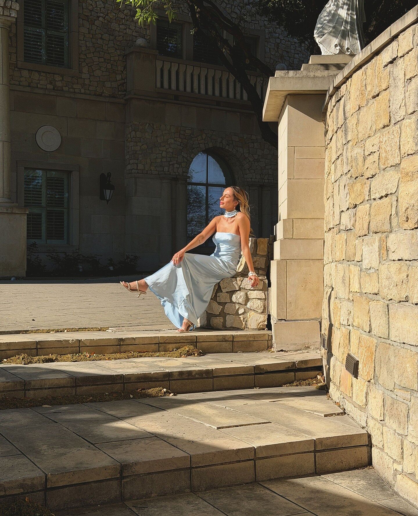 damsel reverse halter maxi dress baby blue SPOTTED: @larissa.montana in the Damsel Reverse Halter Maxi Dress